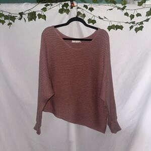Anthropologie Ribbed Scoop-Neck Sweater - Mauve
